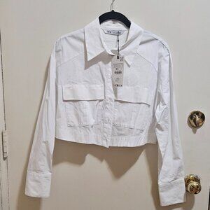Zara Cropped Button Up Blouse